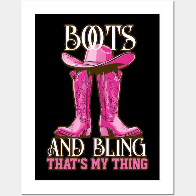 Country Cowgirl Pink Boots and Bling Wall Art by CBV